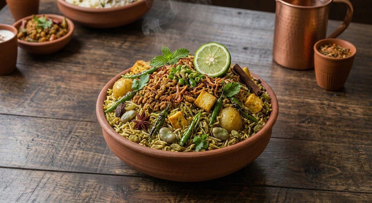 Pachimirchi kheema Veg Pulav,