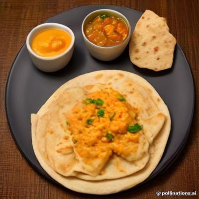 Chapati (2) / Naan (1) / Rice with Curry — AI illustration, not a photo