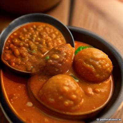 Mutton Combo (3 curries) — AI illustration, not a photo