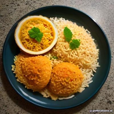 Any Biryani + 12 oz Appetizer / Curry — AI illustration, not a photo