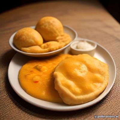 Poori with Chicken Curry (2) — AI illustration, not a photo