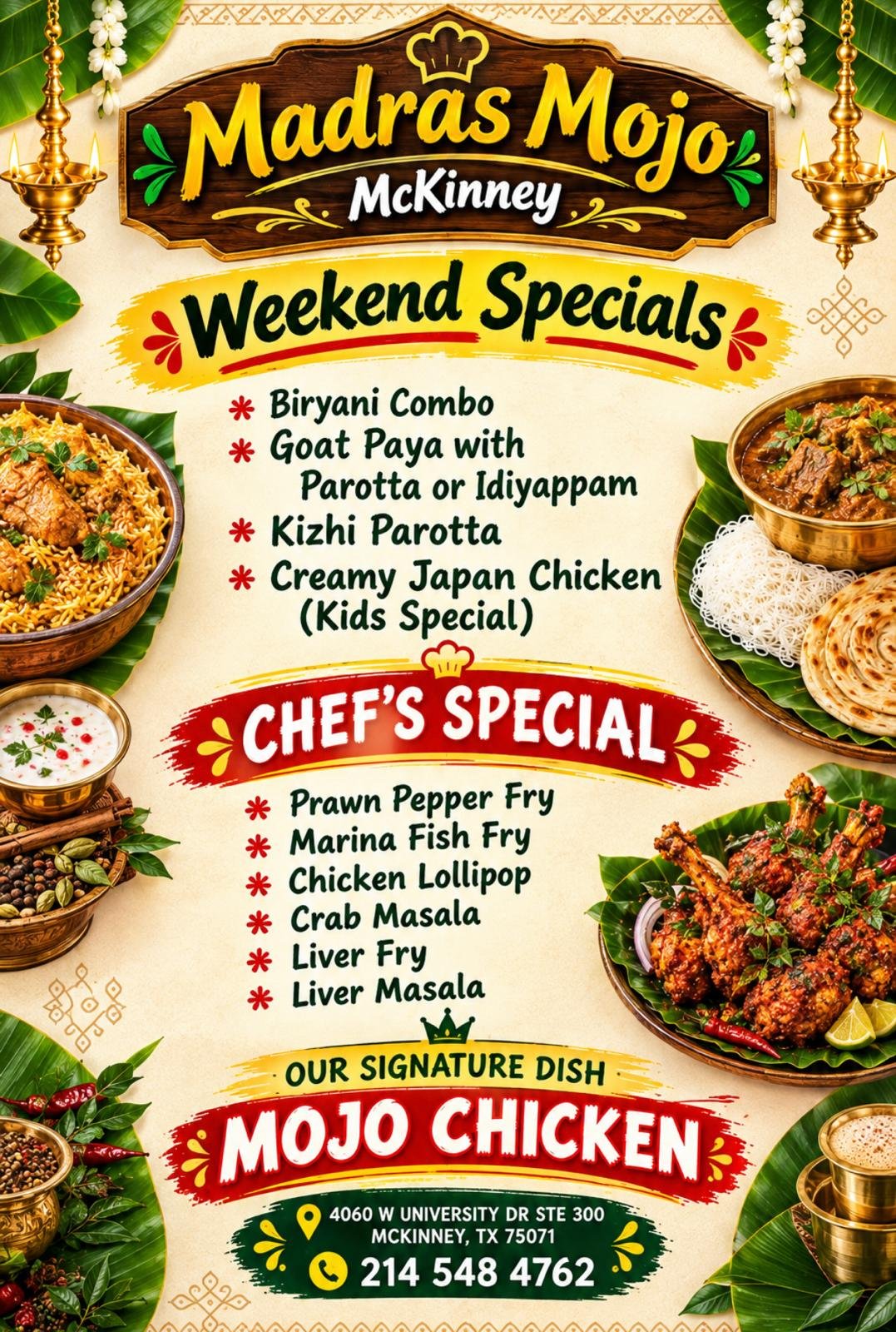 Madras Mojo, McKinney, TX promotional poster