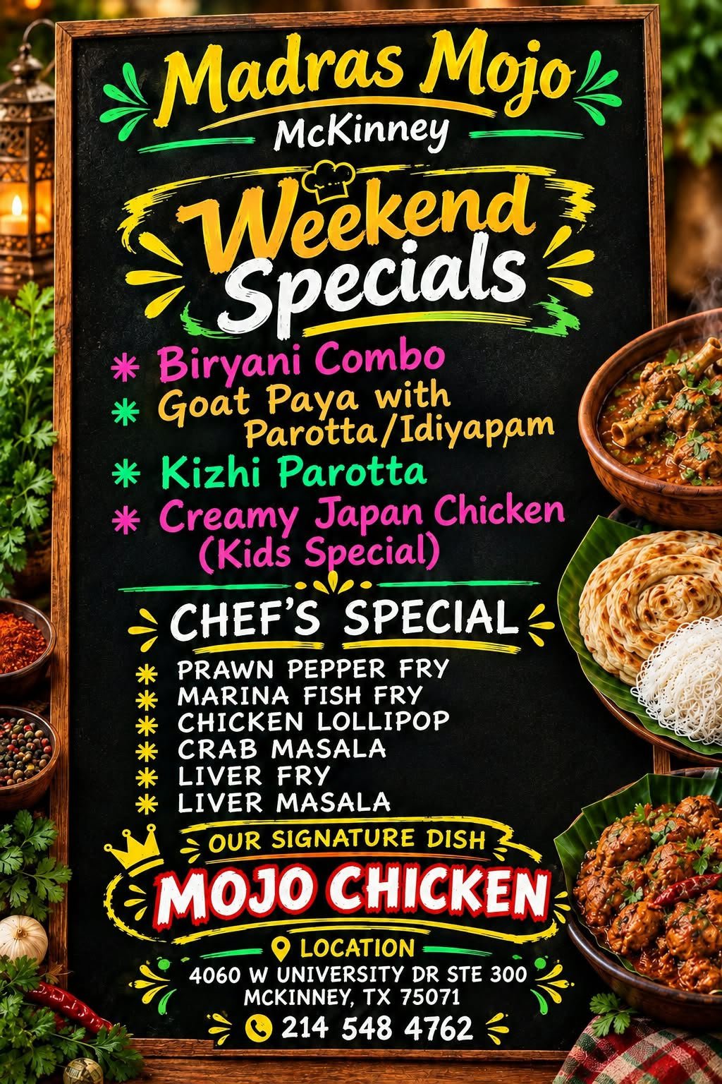 Madras Mojo, McKinney, TX promotional poster