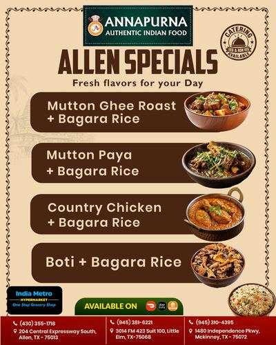 Annapurna Authentic Indian Cuisine, Dallas, promo poster