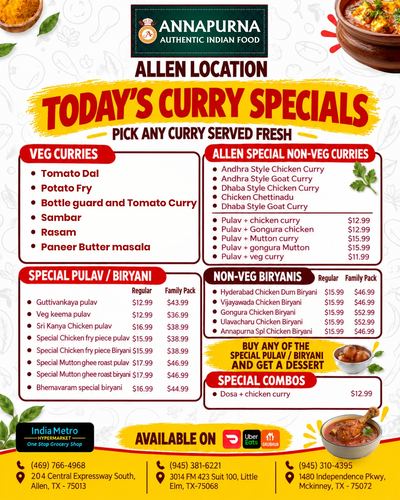 Annapurna Authentic Indian Cuisine, Dallas, promo poster