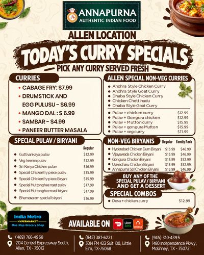 Annapurna Authentic Indian Cuisine, Dallas, promo poster