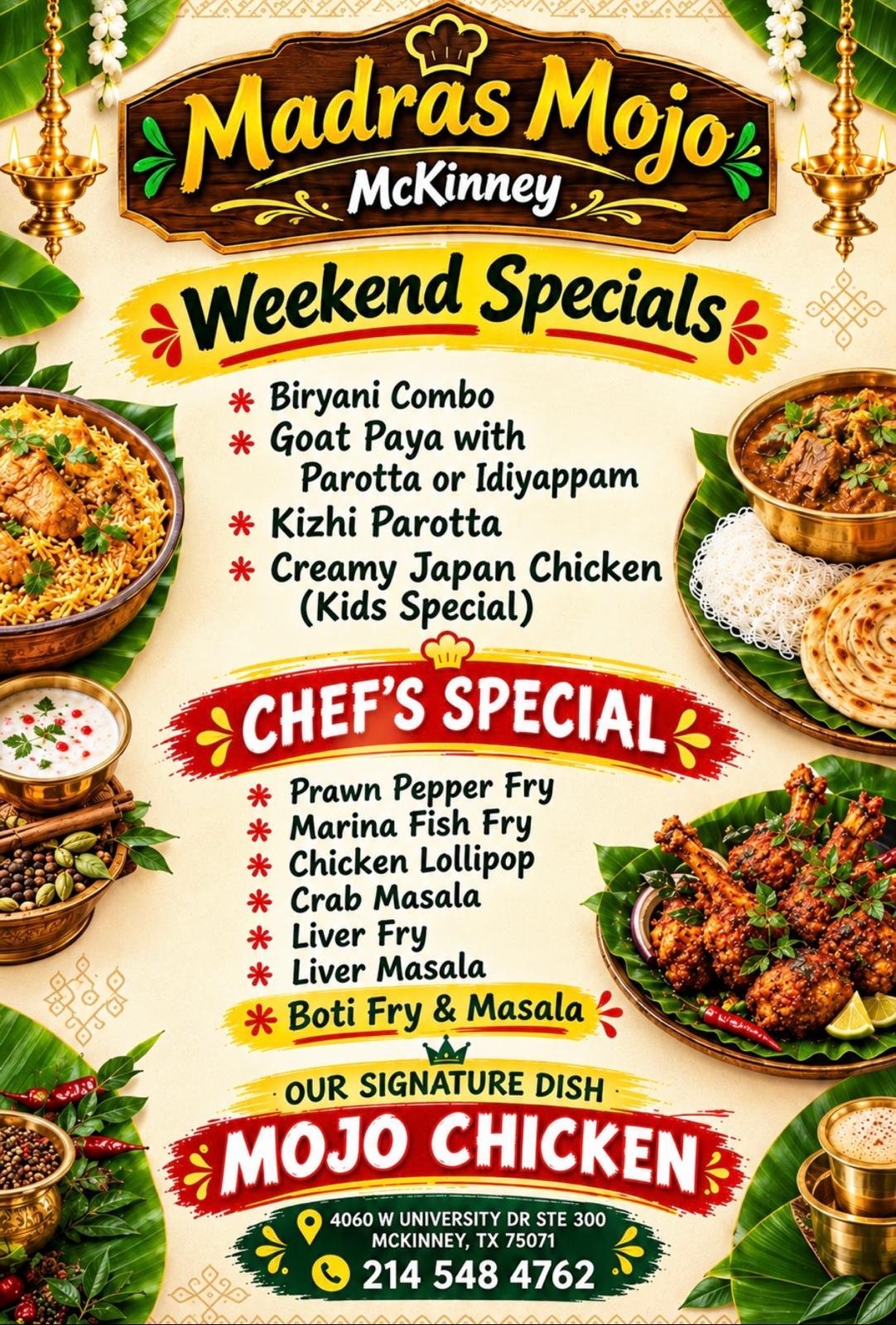 Madras Mojo, McKinney, TX promotional poster