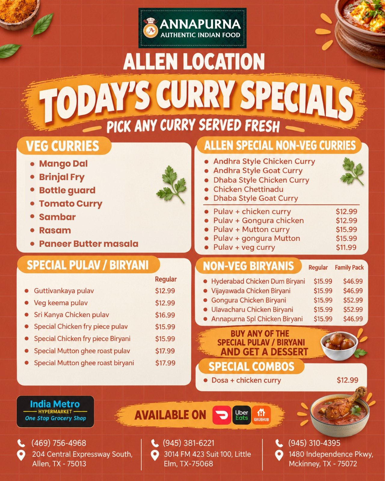 Annapurna Authentic Indian Cuisine, Dallas, promotional poster